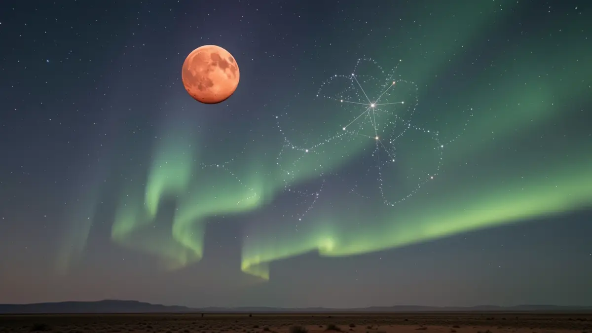 Марс, скупчення Вулик та полярне сяйво у новому знімку NASA APOD
